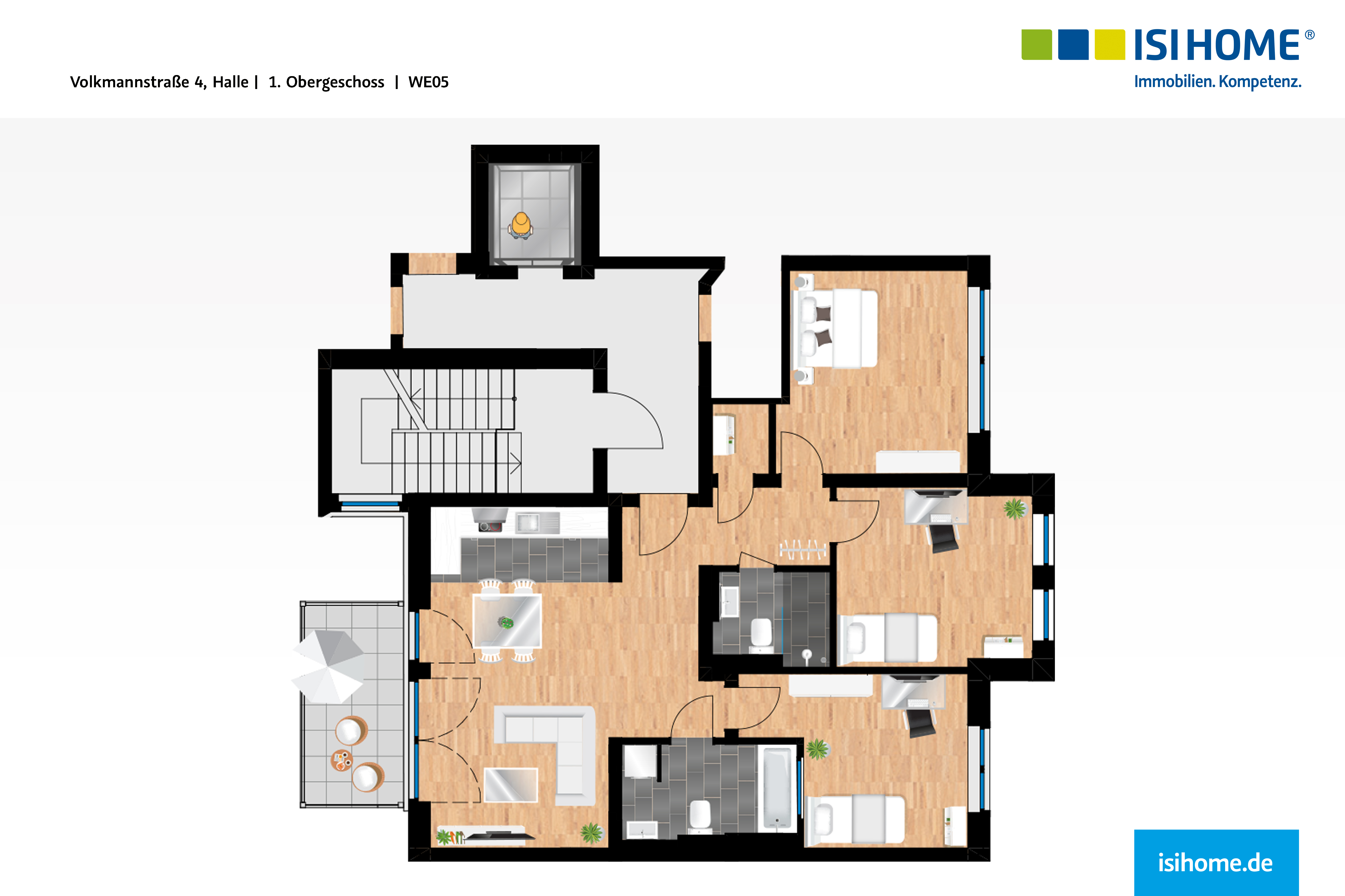 Tolle 4-Raumwohnung mit Sonnenbalkon im Herzen von Halle - WE05, 06112 Halle (Saale), Etagenwohnung