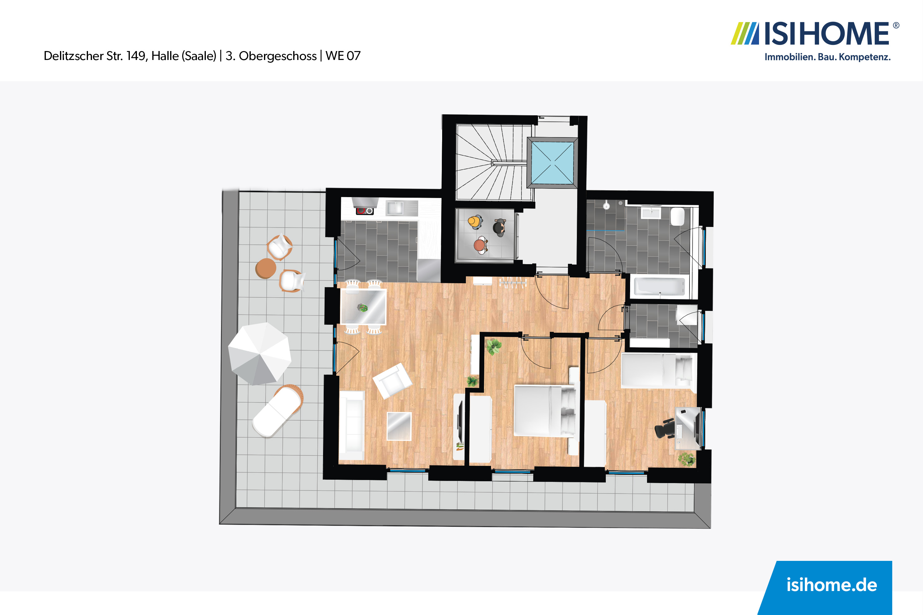 3-Raumwohnung in der Schulgarten Villa WE07, 06116 Halle (Saale), Dachgeschosswohnung