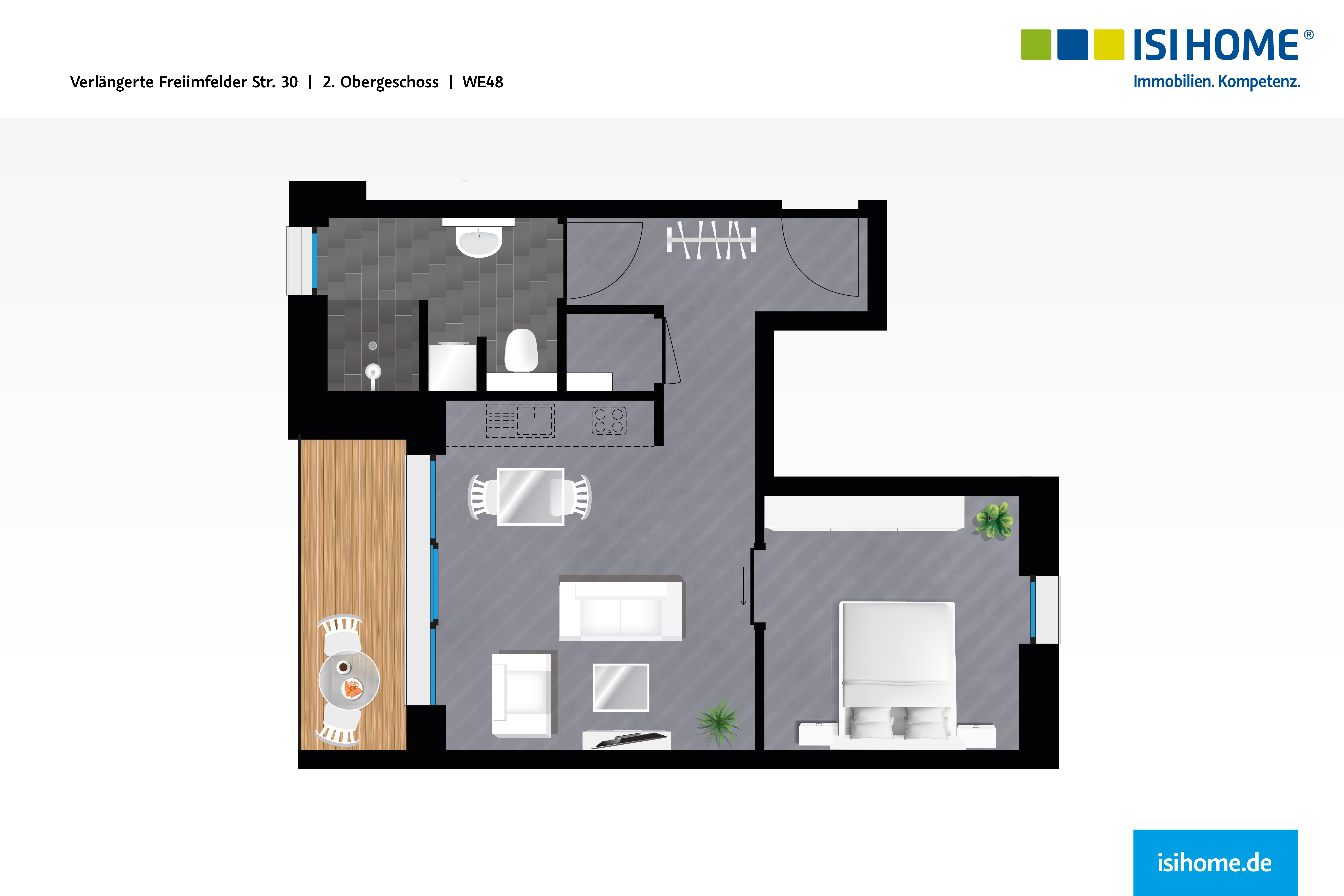 VF30_Grundriss_2.OG-WE48_2023-12-22d - Erstbezug! - Service-Wohnen für Senioren: 2-Raum-Wohnung inklusive Balkon